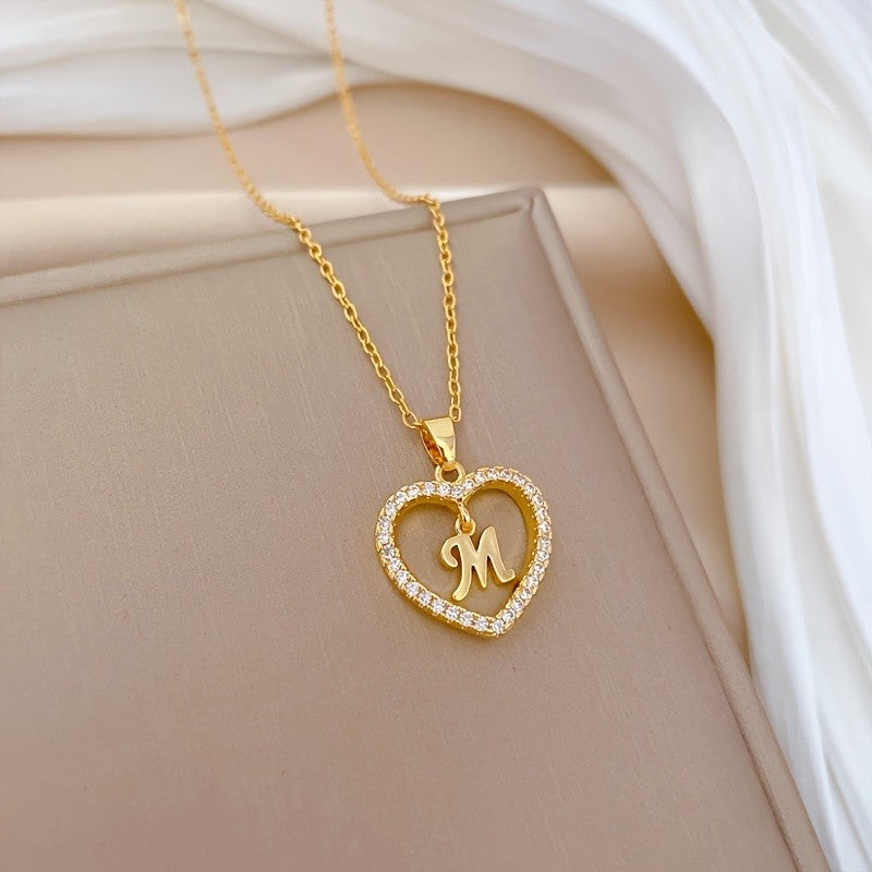 18k Initial Heart Necklace
