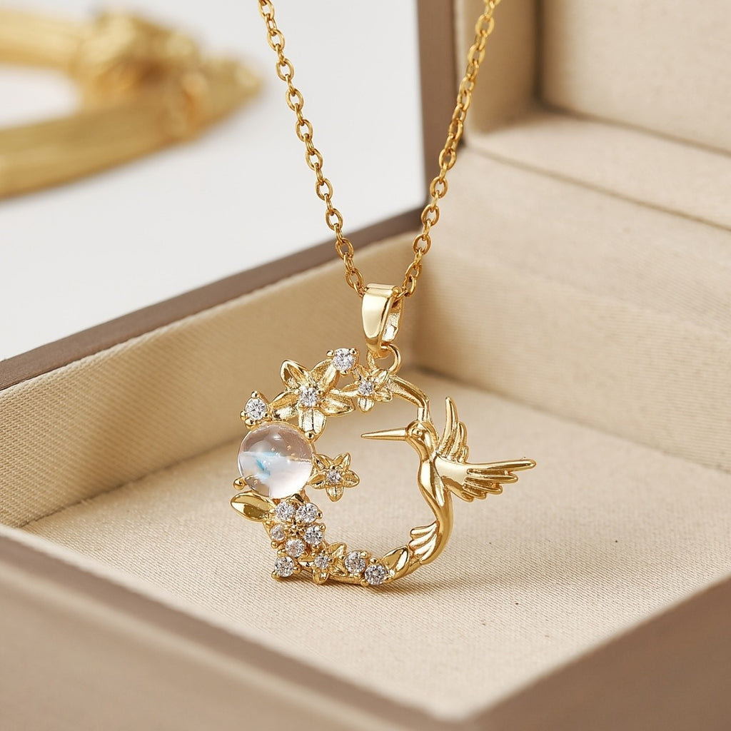 18k Elegant Hummingbird Necklace