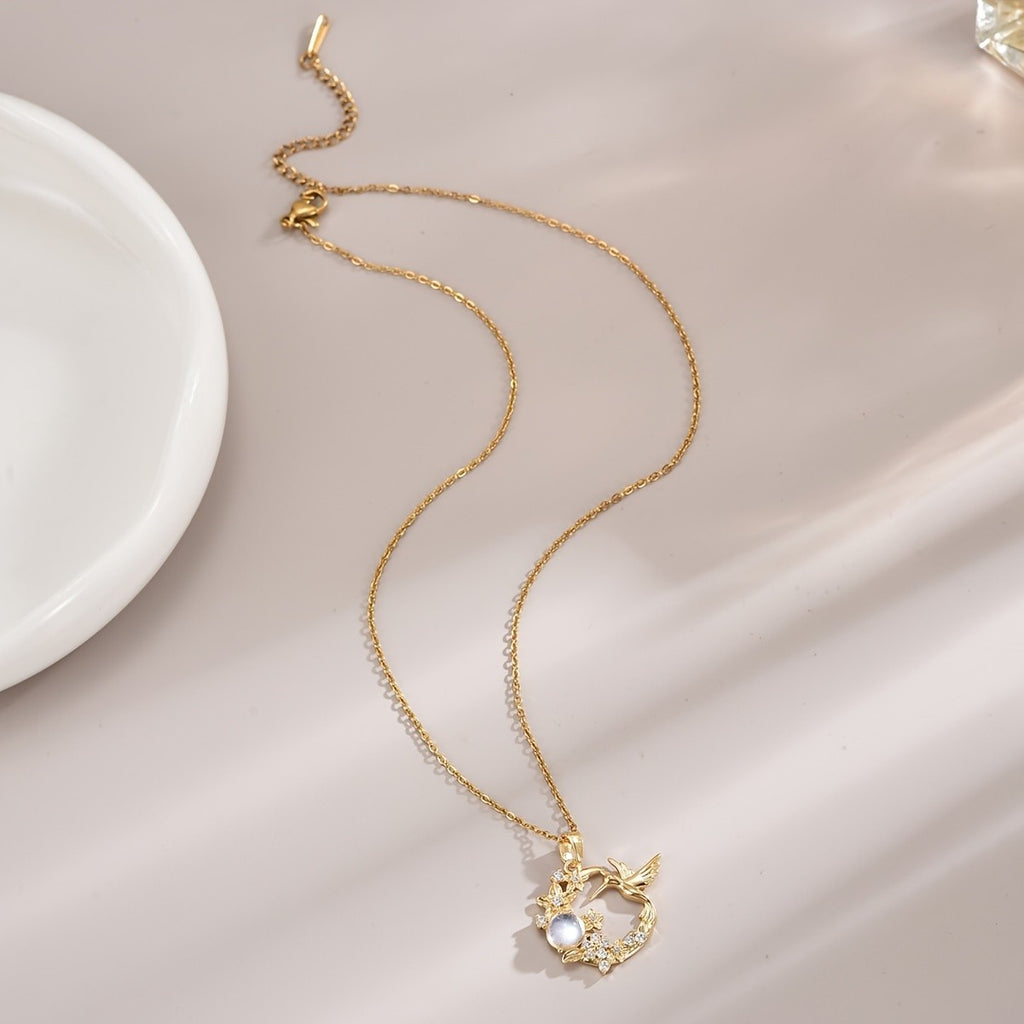 18k Elegant Hummingbird Necklace