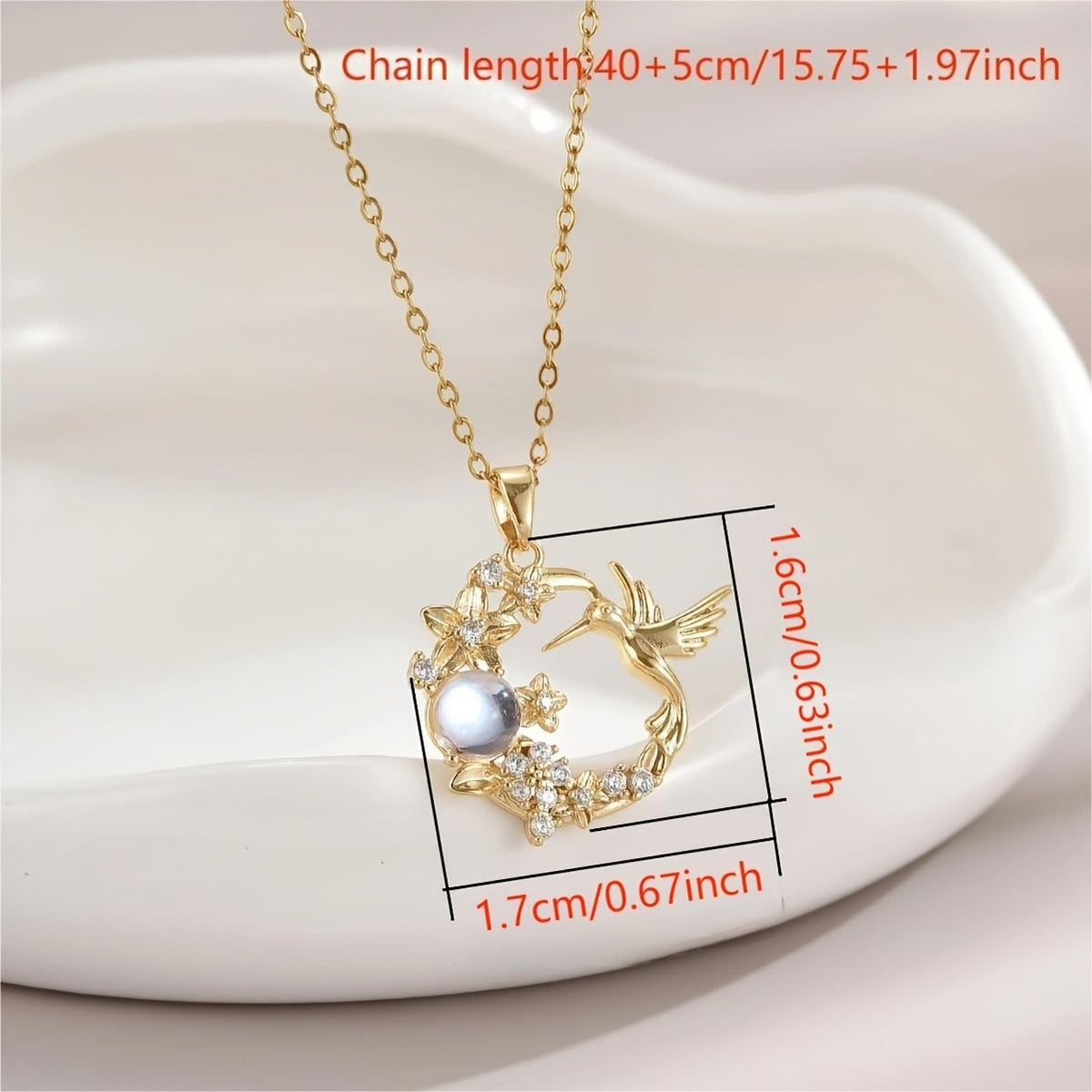18k Elegant Hummingbird Necklace