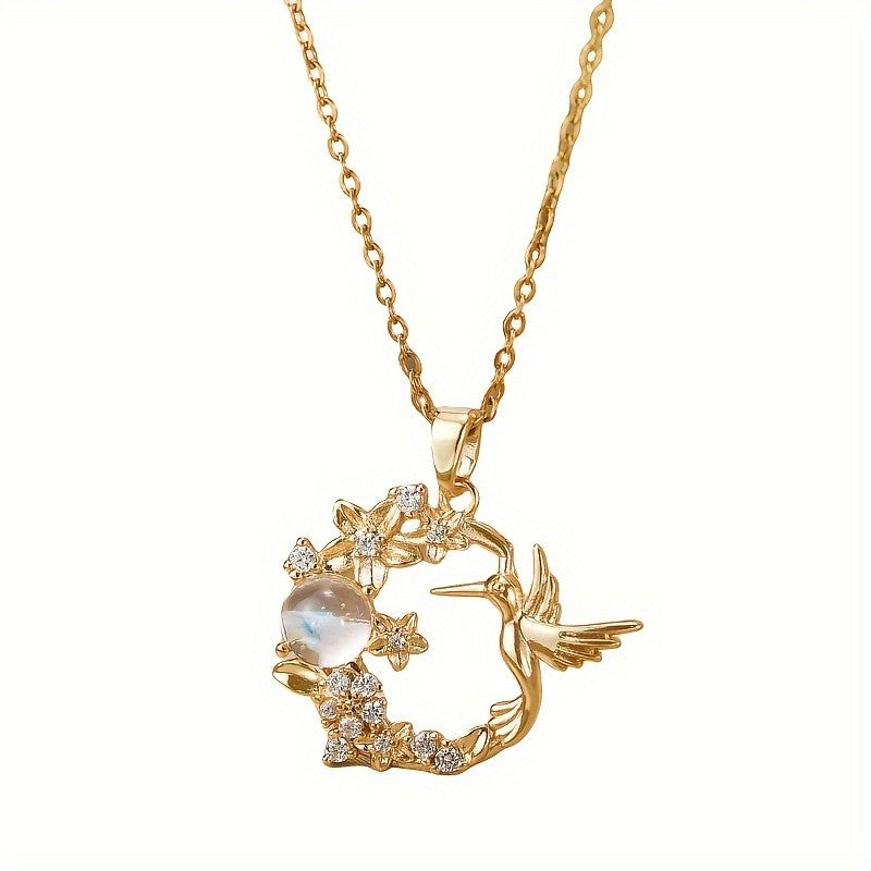 18k Elegant Hummingbird Necklace