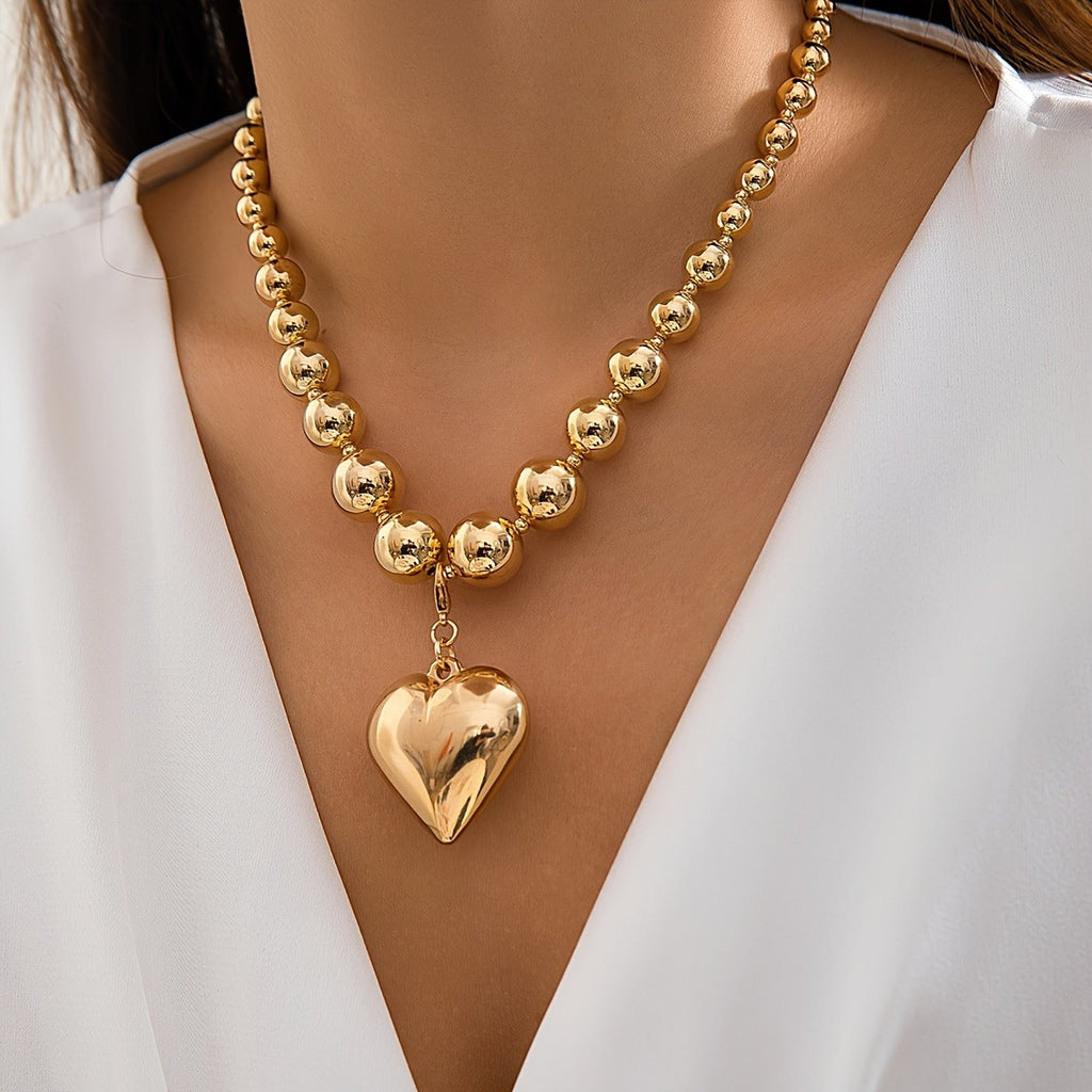 18k Vintage Heart Bead Necklace