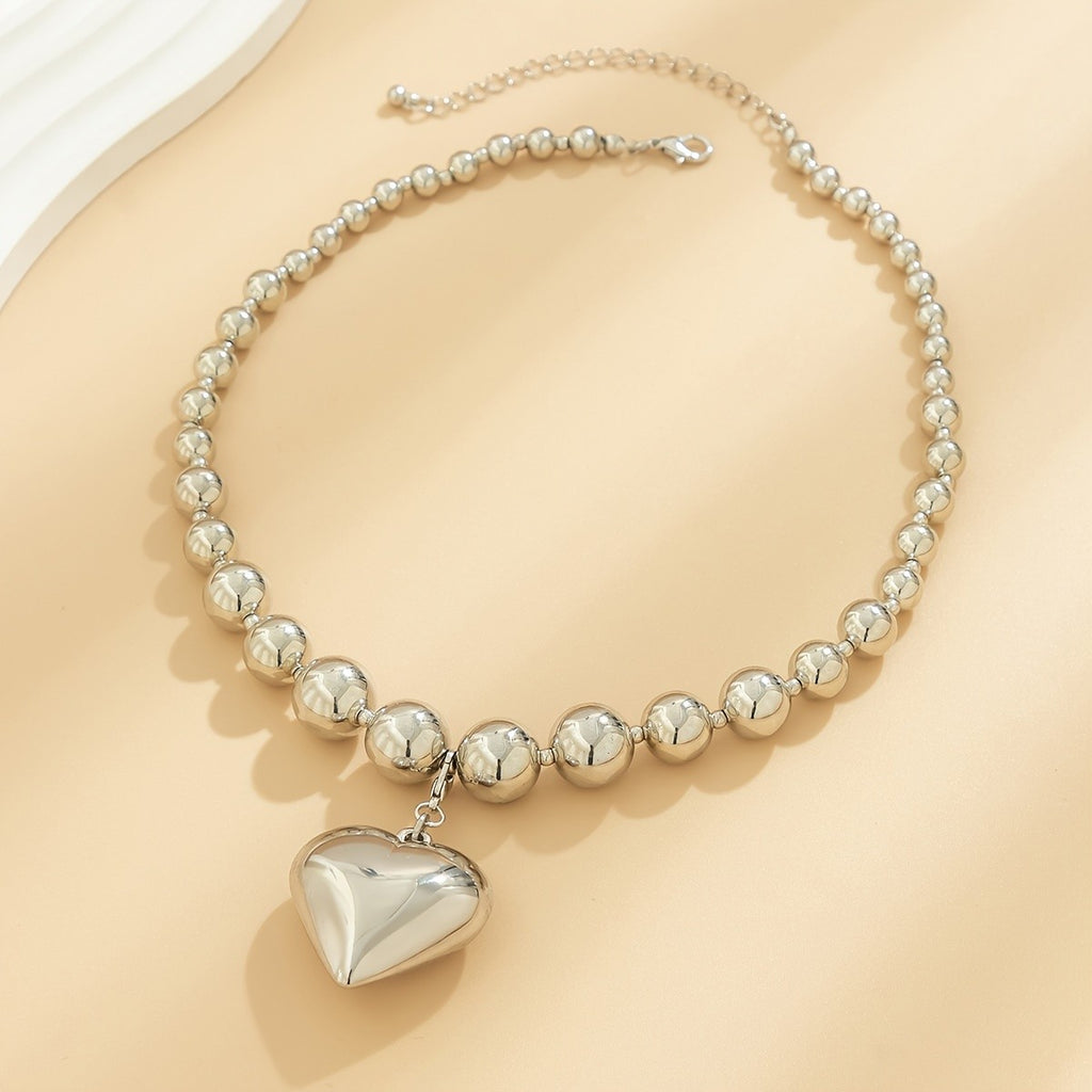 18k Vintage Heart Bead Necklace