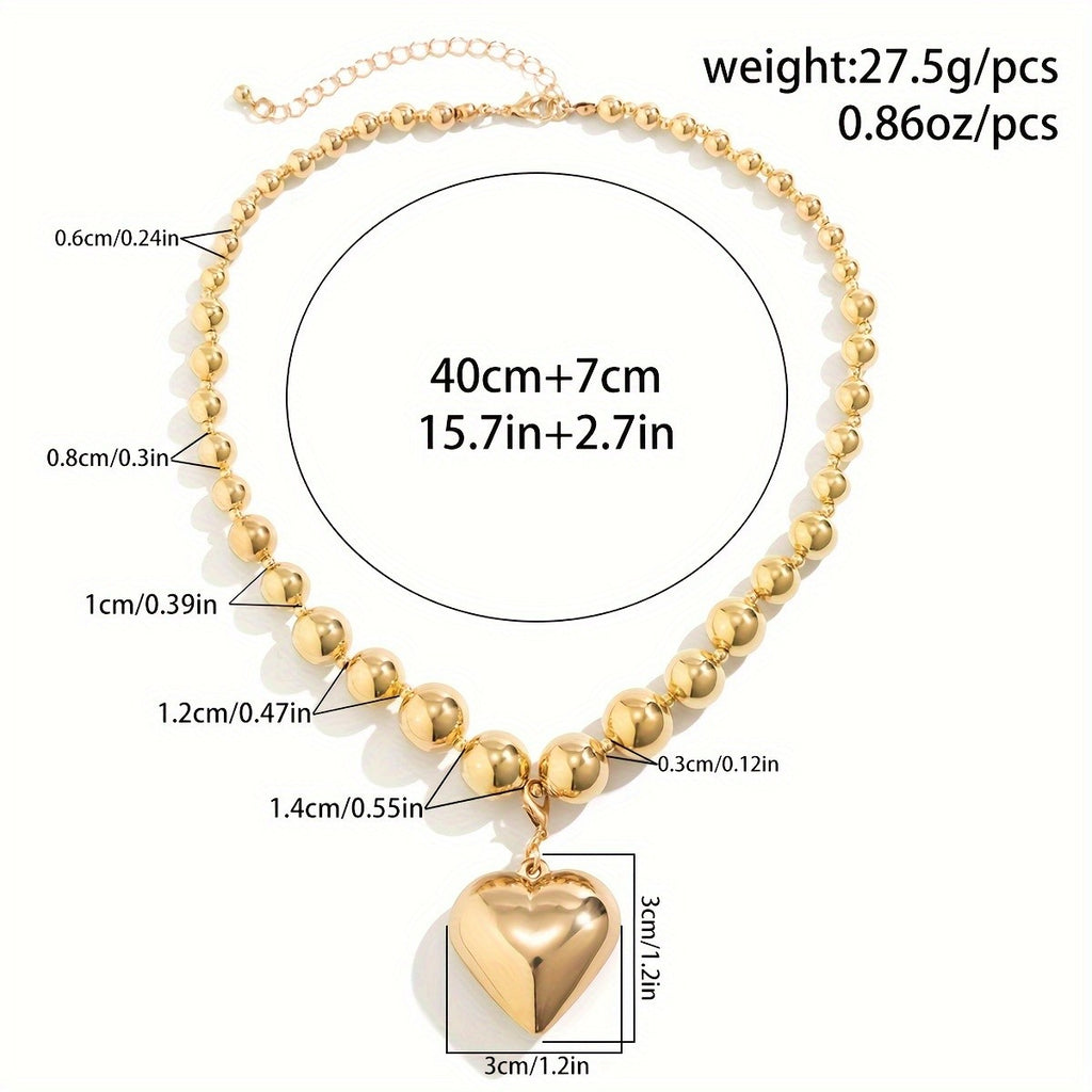 18k Vintage Heart Bead Necklace