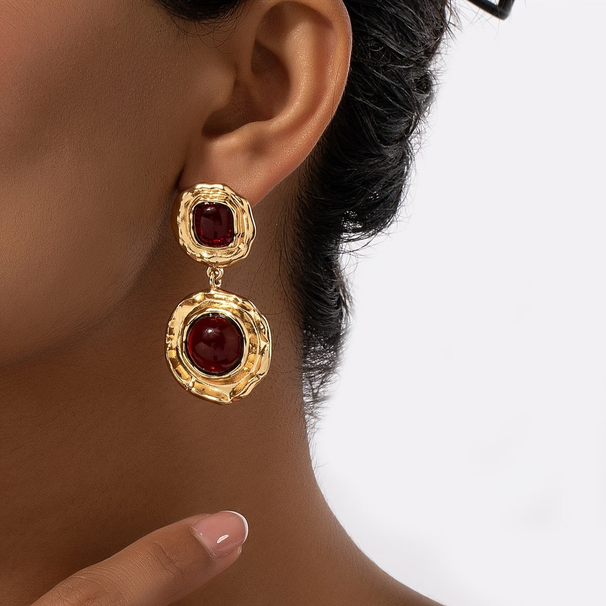 18k Elegant Gem Drop Earrings