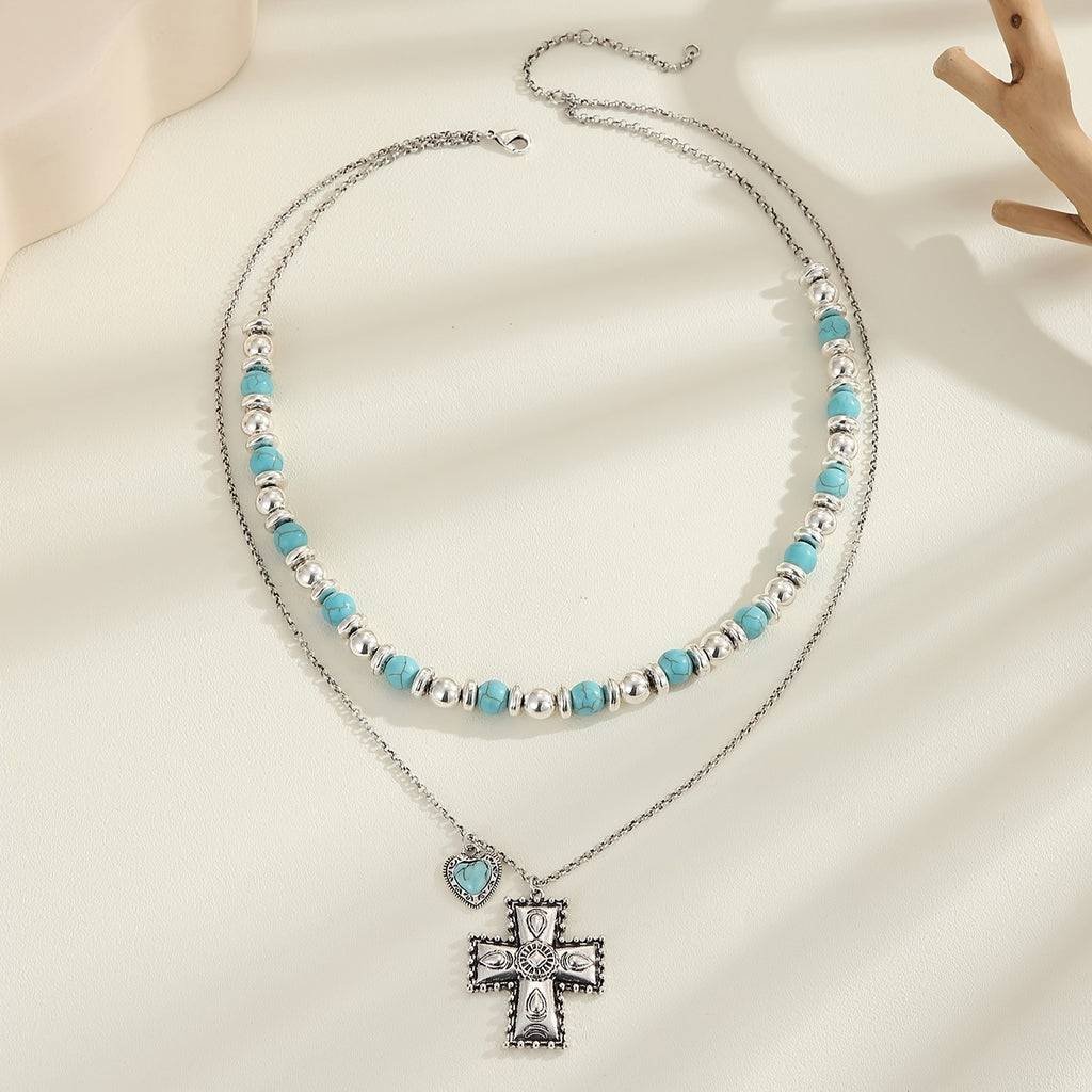 Vintage Turquoise Cross Necklace