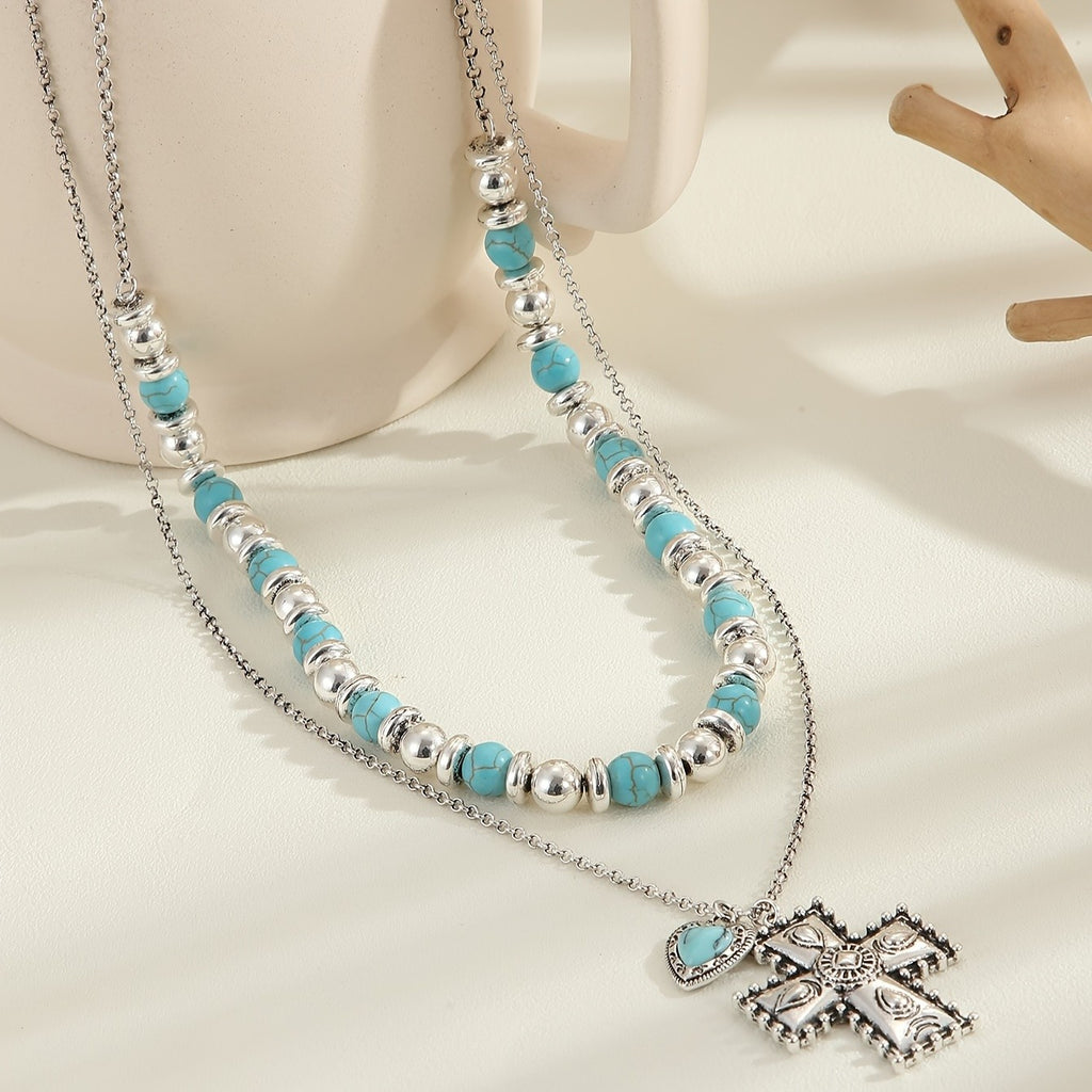 Vintage Turquoise Cross Necklace