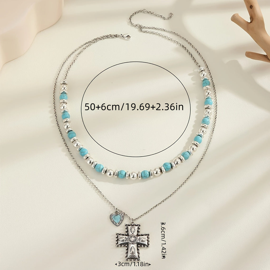 Vintage Turquoise Cross Necklace