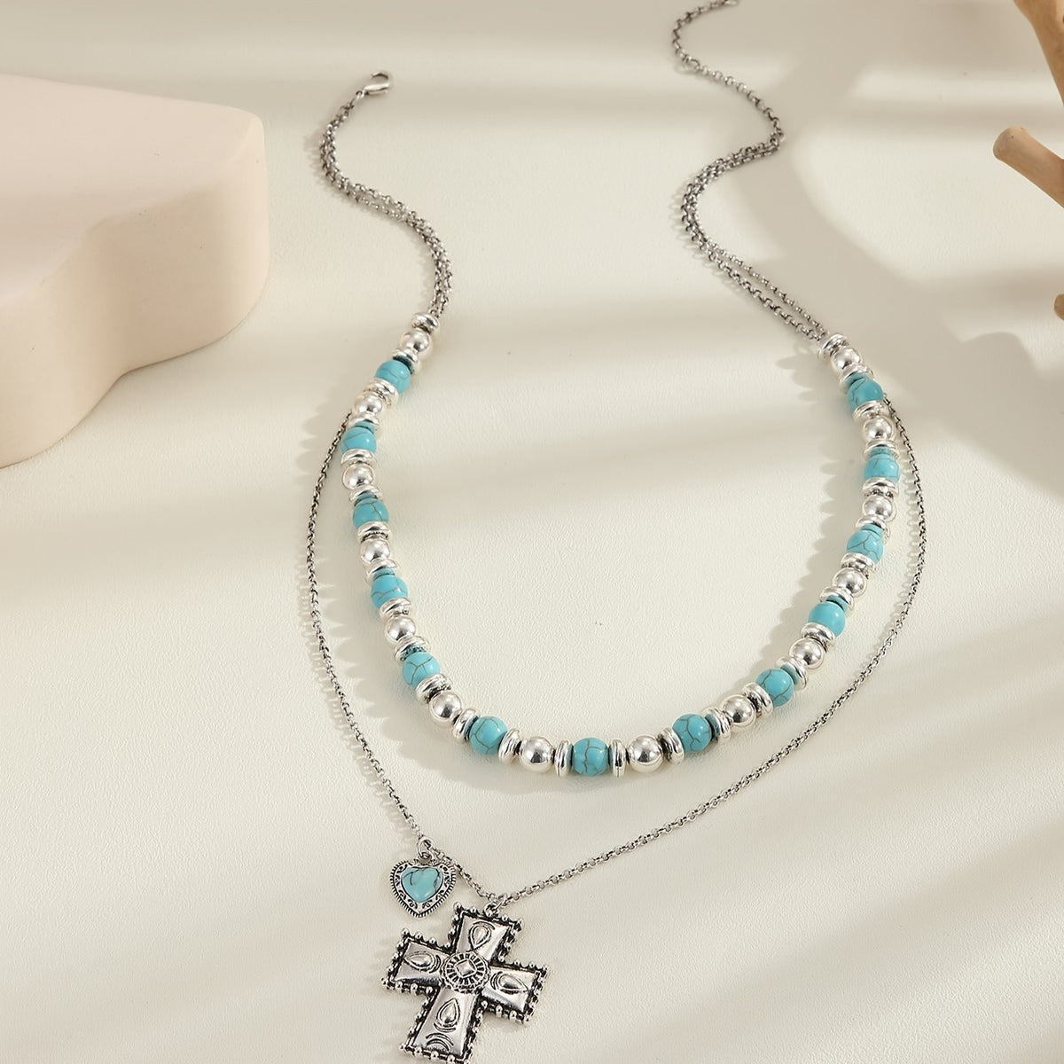Vintage Turquoise Cross Necklace