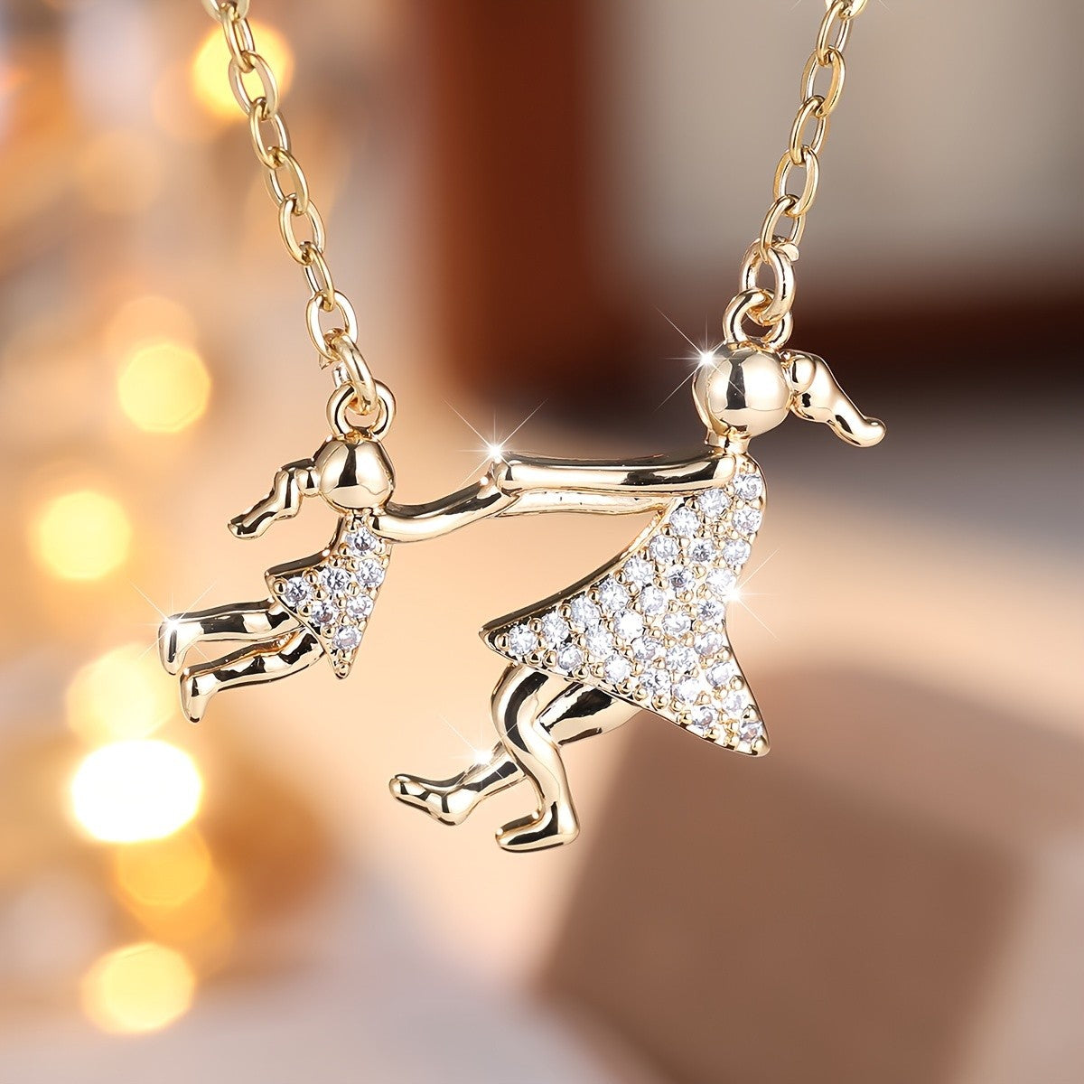 14k Elegant Mother Daughter Necklace