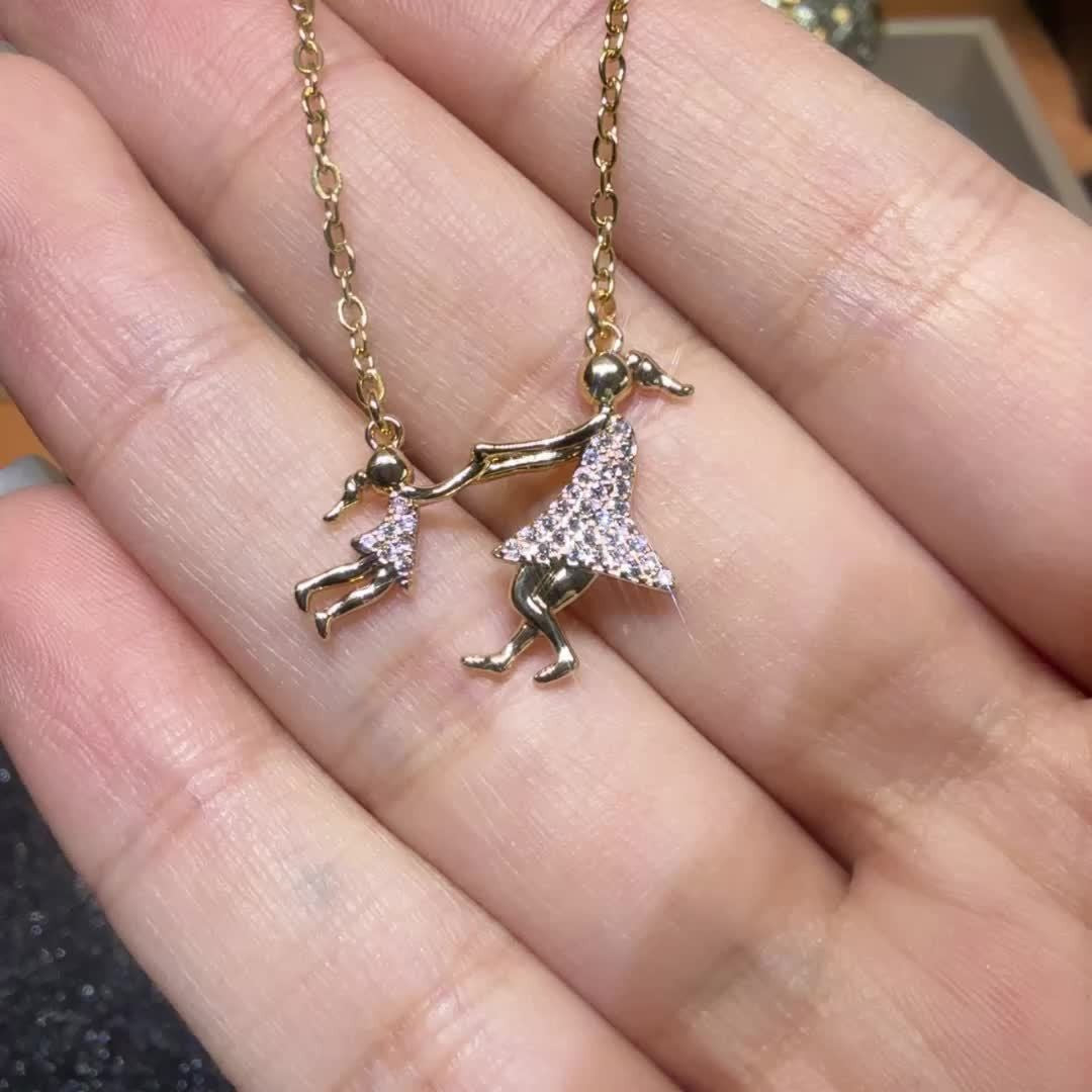 14k Elegant Mother Daughter Necklace