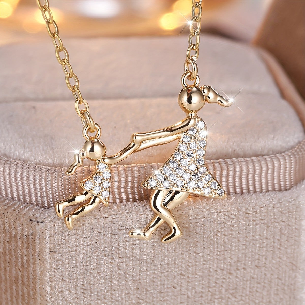 14k Elegant Mother Daughter Necklace