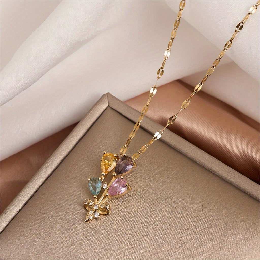 18k Elegant Floral Bouquet Necklace