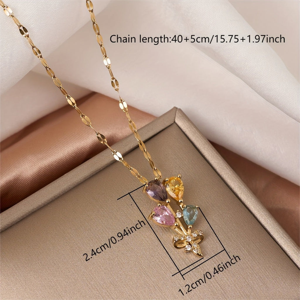 18k Elegant Floral Bouquet Necklace