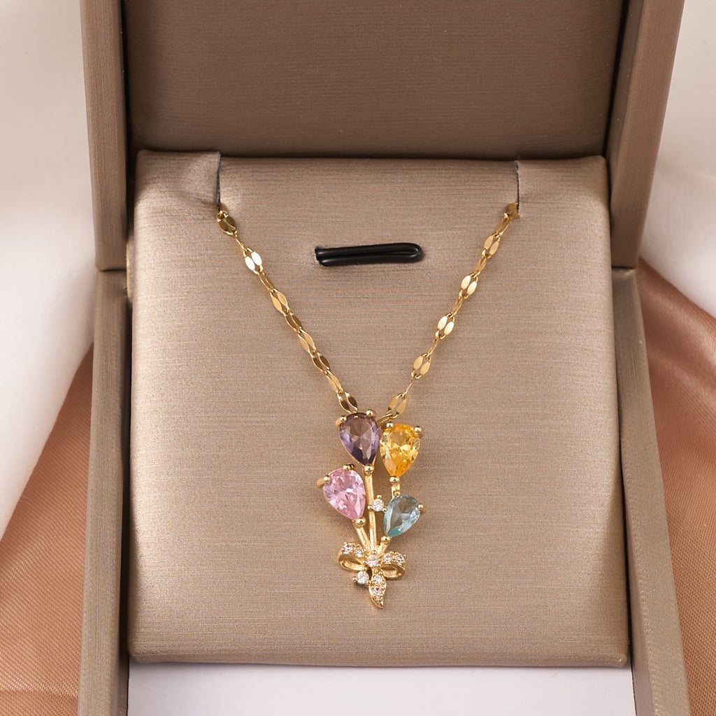 18k Elegant Floral Bouquet Necklace