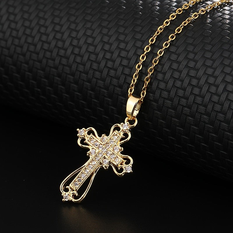 18k Dainty Elegant Cross Necklace