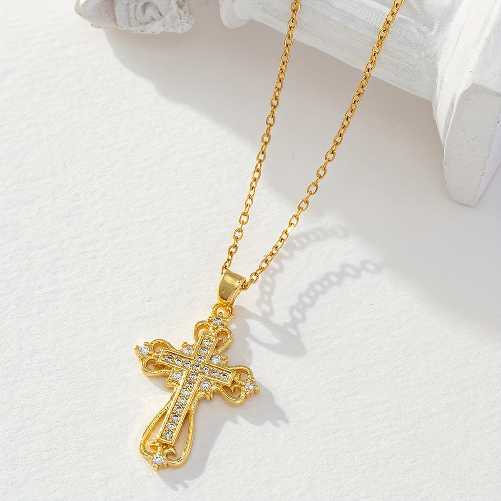 18k Dainty Elegant Cross Necklace