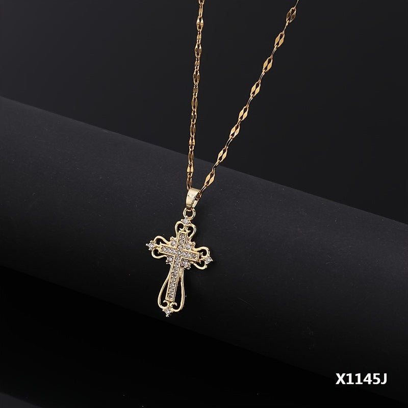 18k Dainty Elegant Cross Necklace