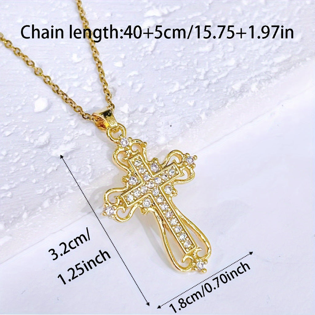18k Dainty Elegant Cross Necklace