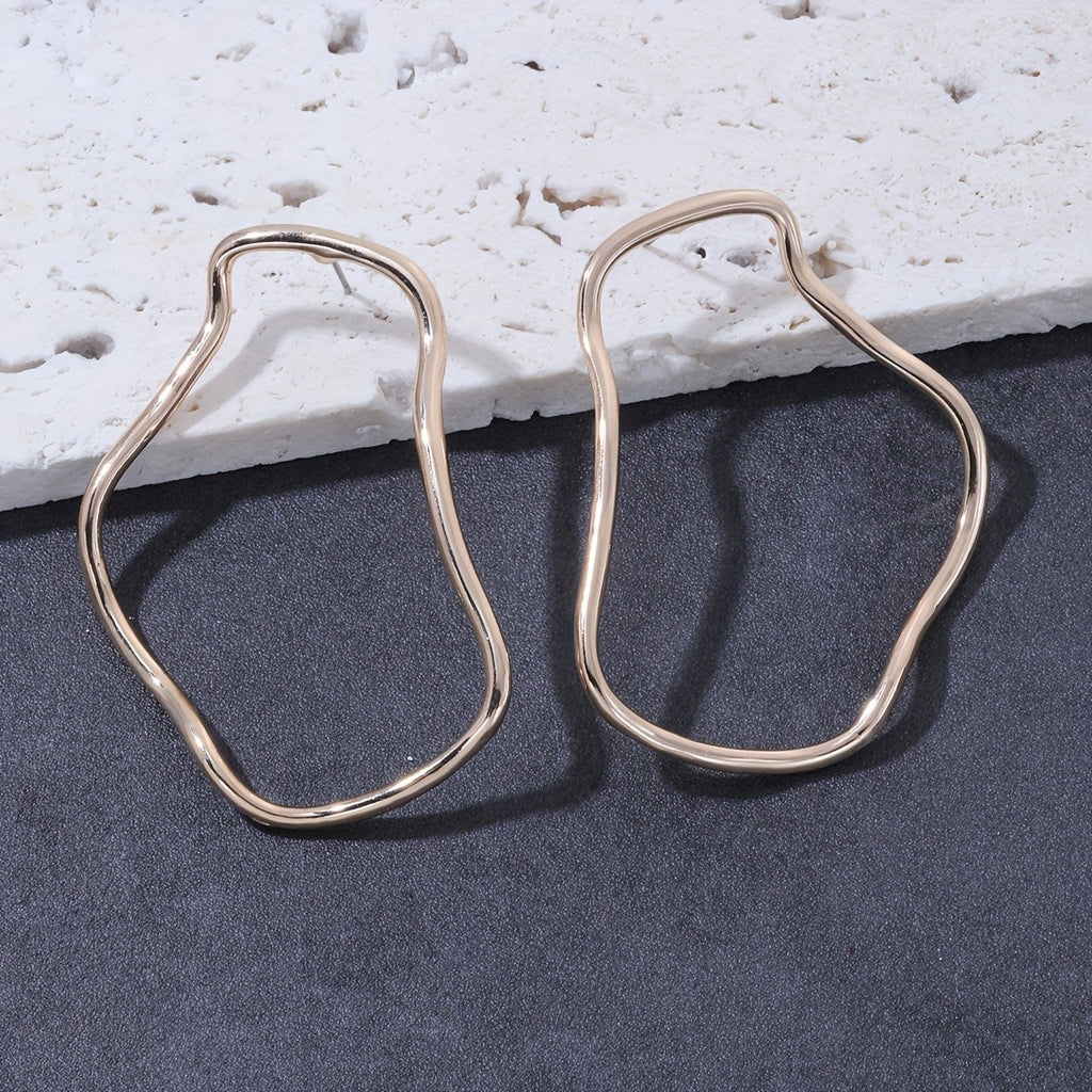 18k Elegant Geometric Hoop Earrings