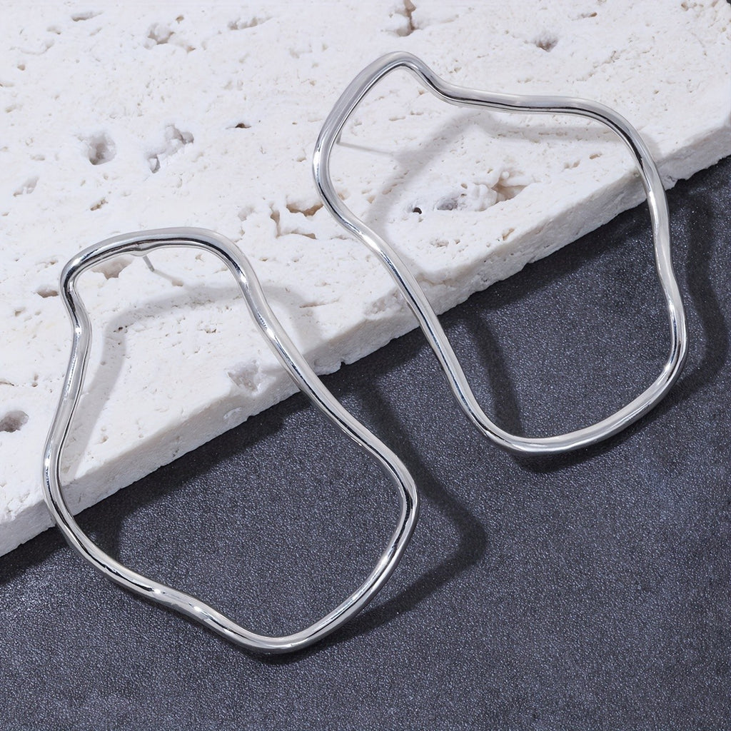 18k Elegant Geometric Hoop Earrings