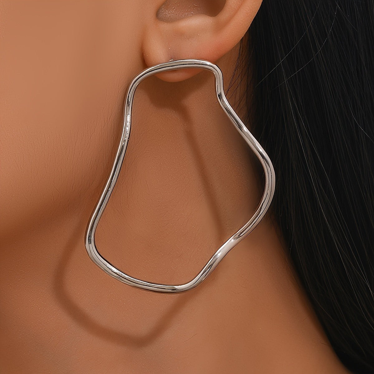 18k Elegant Geometric Hoop Earrings