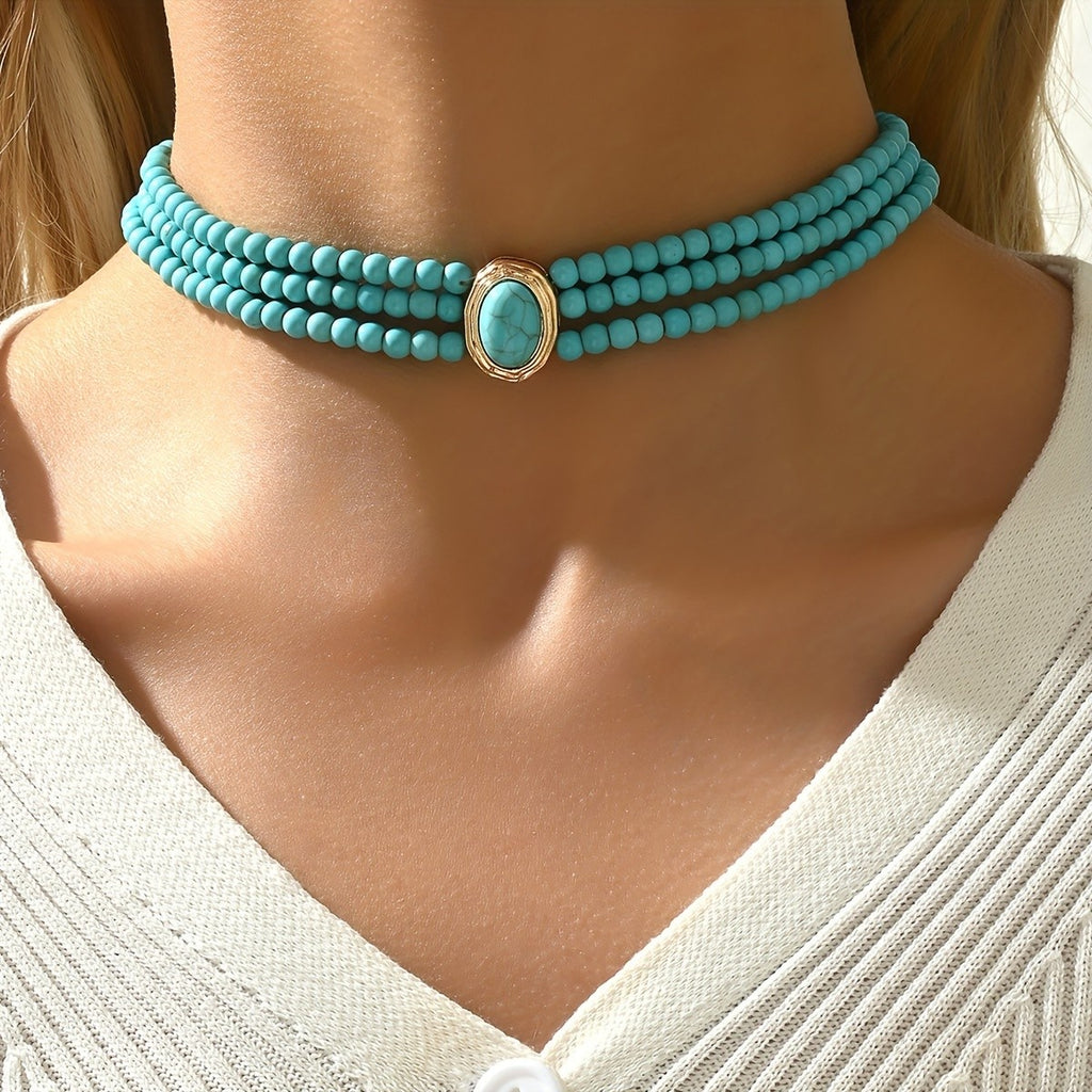 Boho Turquoise Layered Necklace