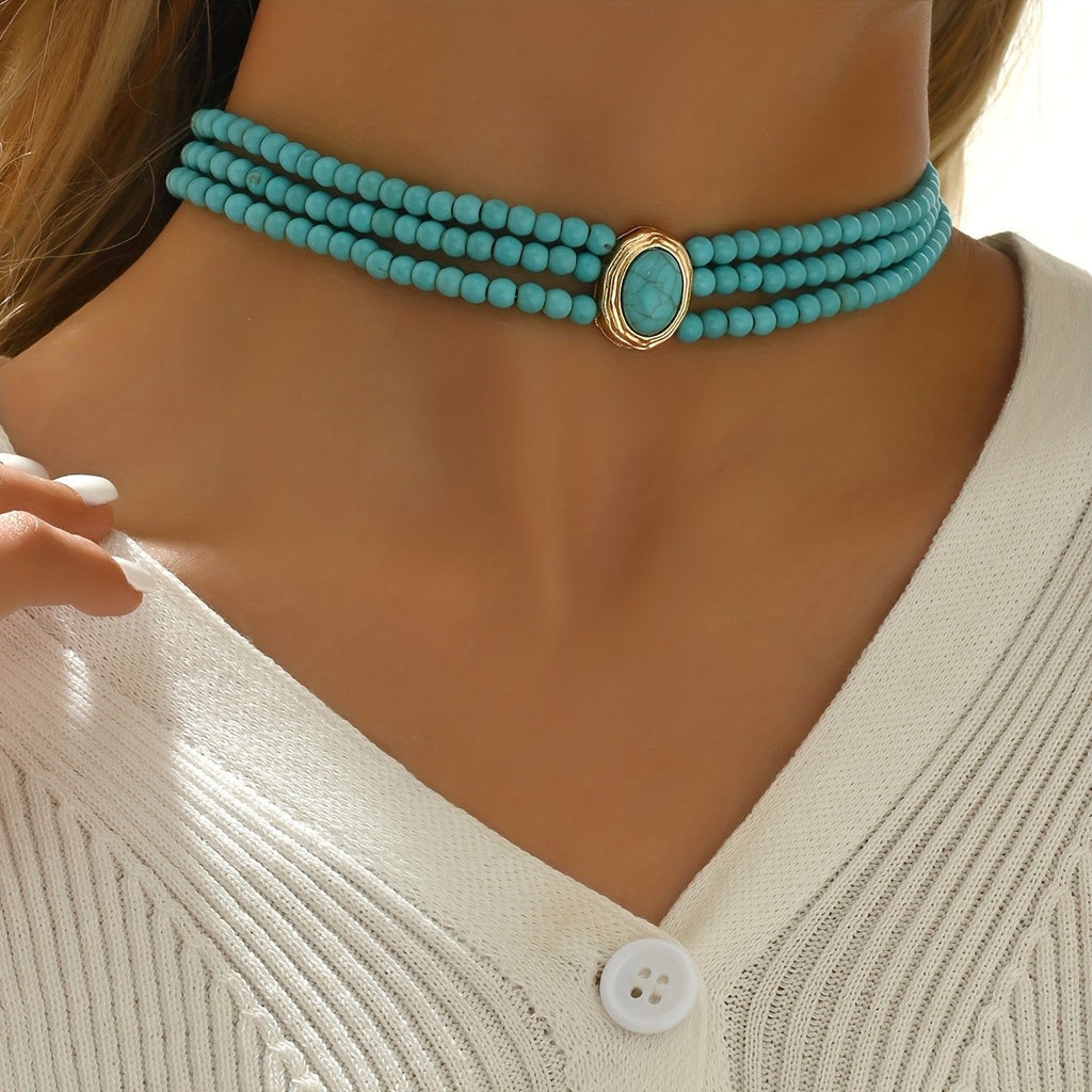 Boho Turquoise Layered Necklace