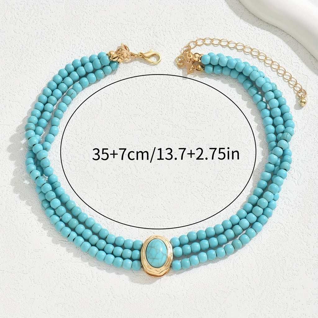 Boho Turquoise Layered Necklace