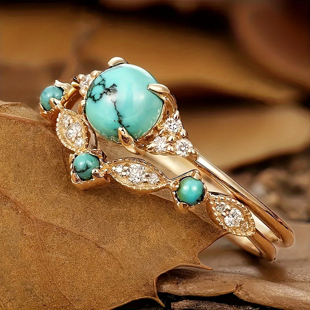 18k Vintage Turquoise Ring Set