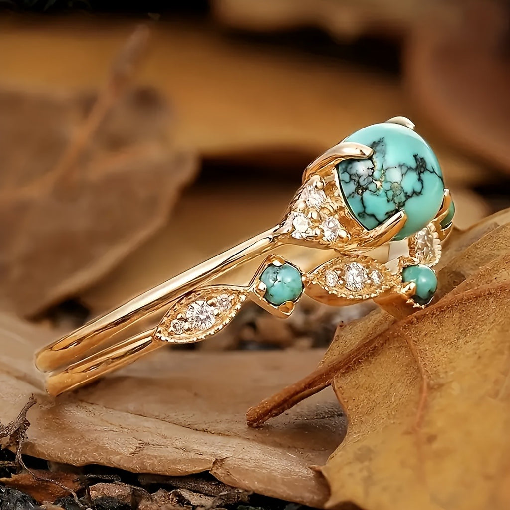 18k Vintage Turquoise Ring Set