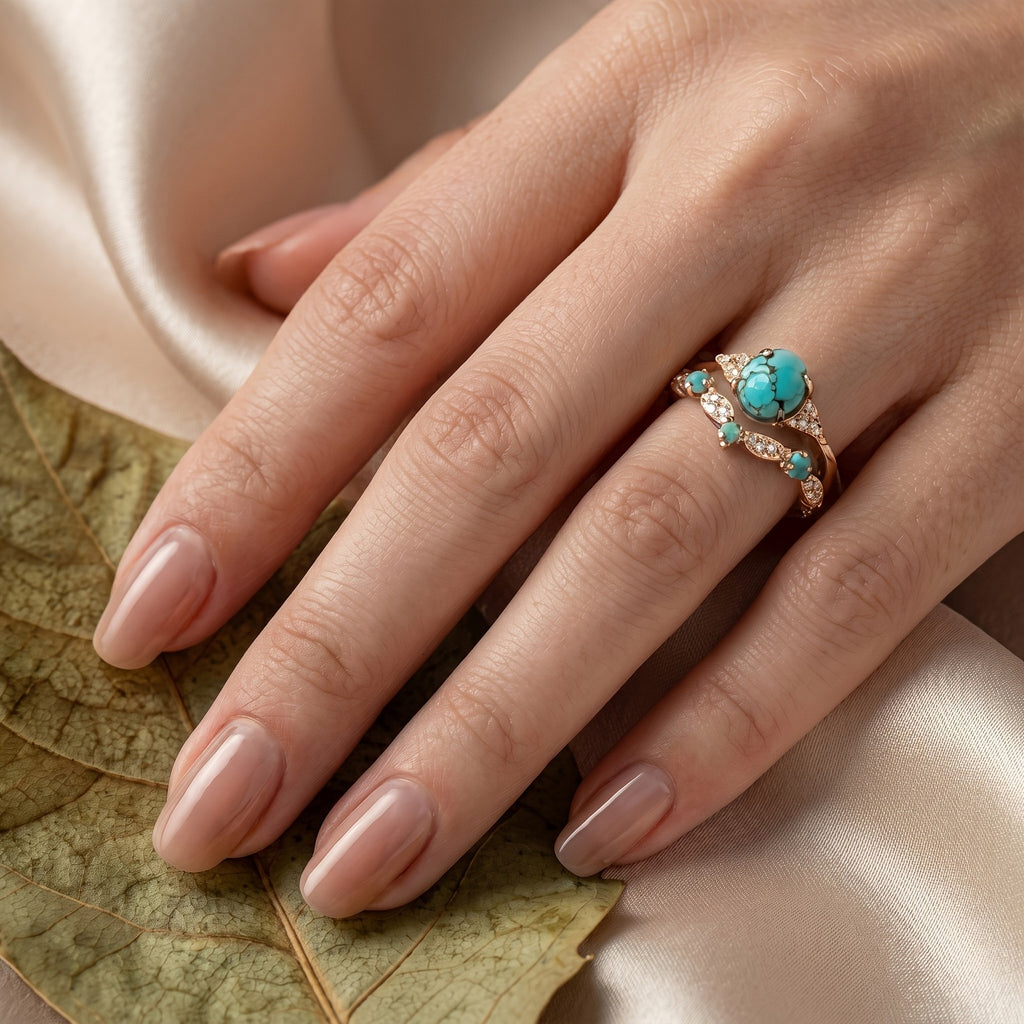18k Vintage Turquoise Ring Set