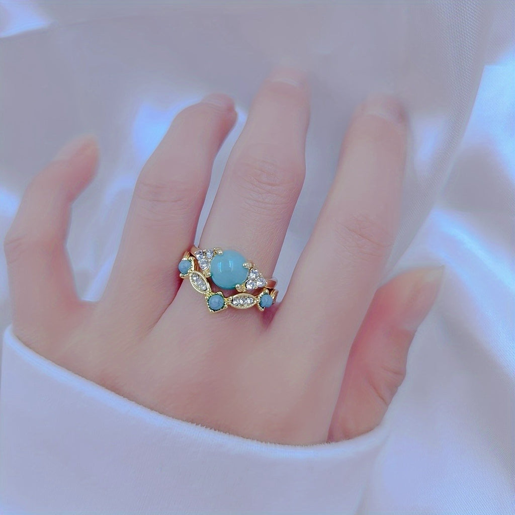 18k Vintage Turquoise Ring Set