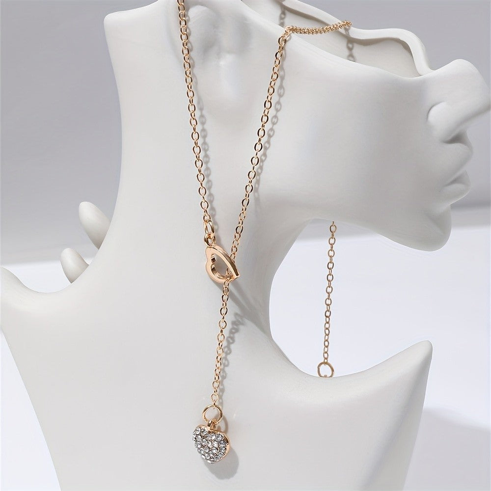 Dainty Crystal Heart Y-Necklace