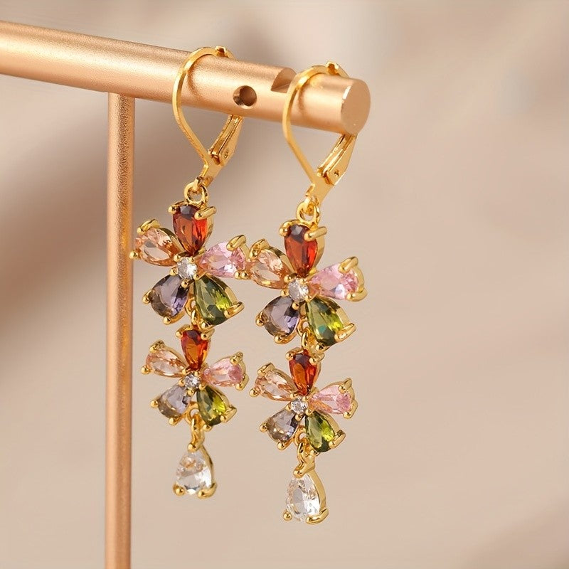 18k Vintage Floral Drop Earrings