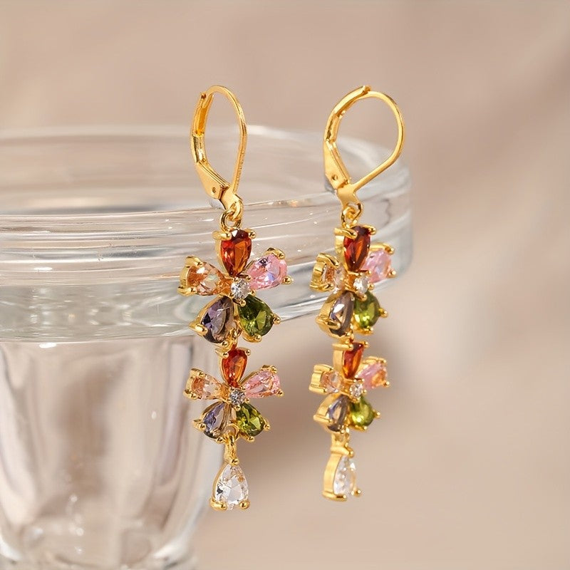 18k Vintage Floral Drop Earrings