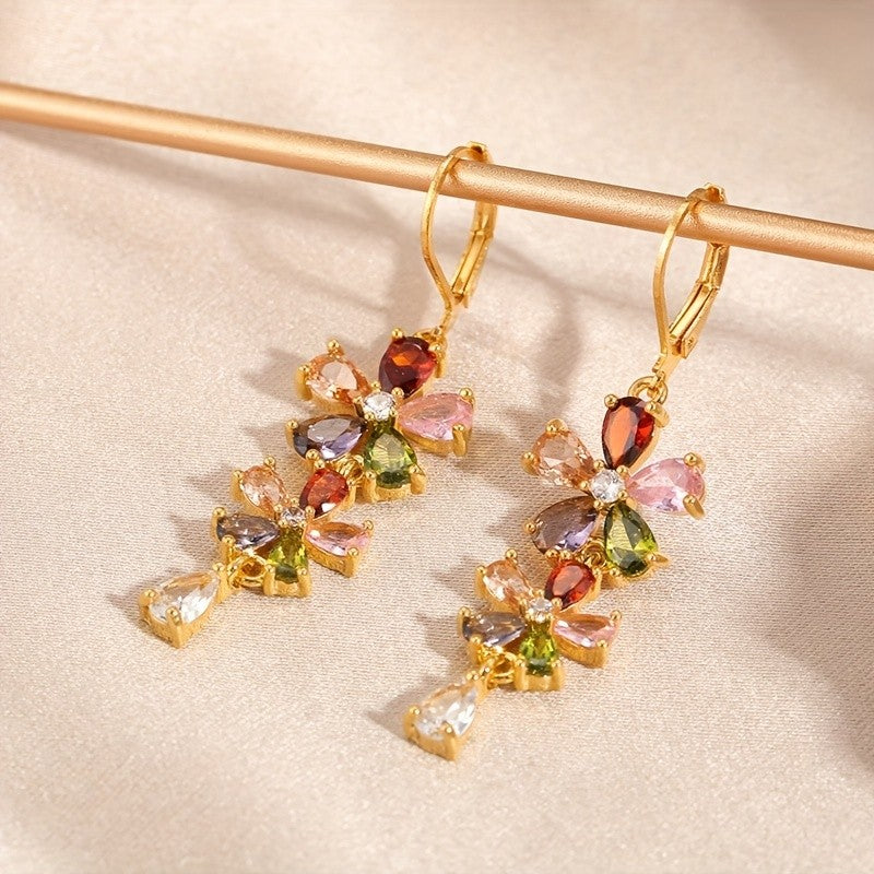 18k Vintage Floral Drop Earrings