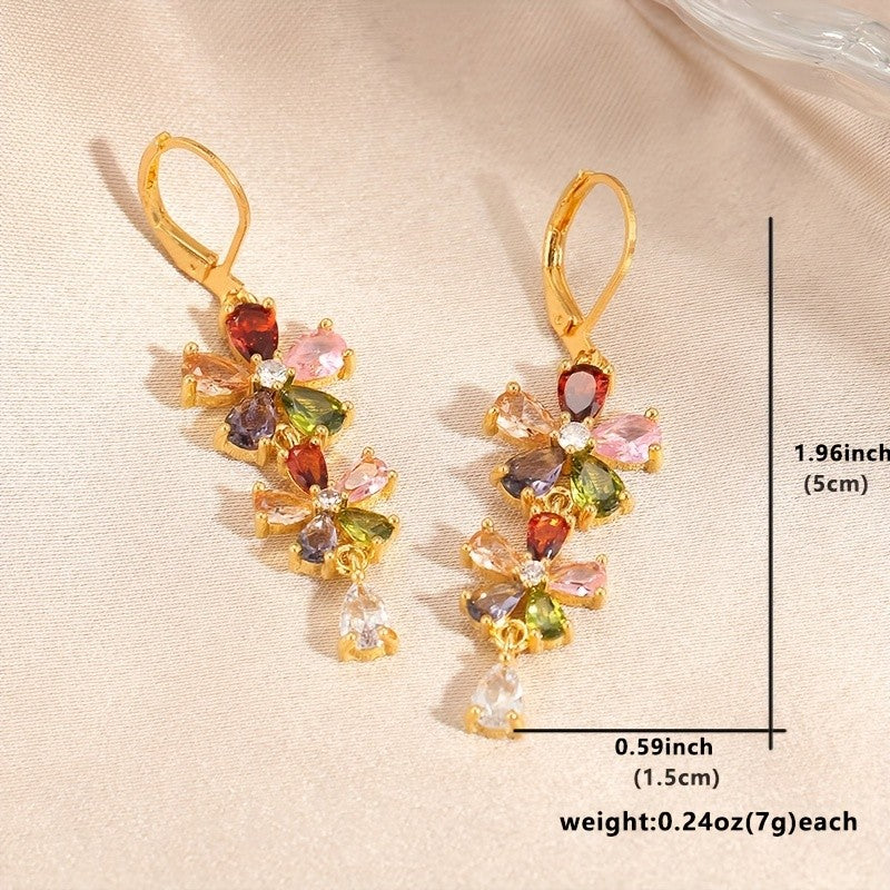 18k Vintage Floral Drop Earrings