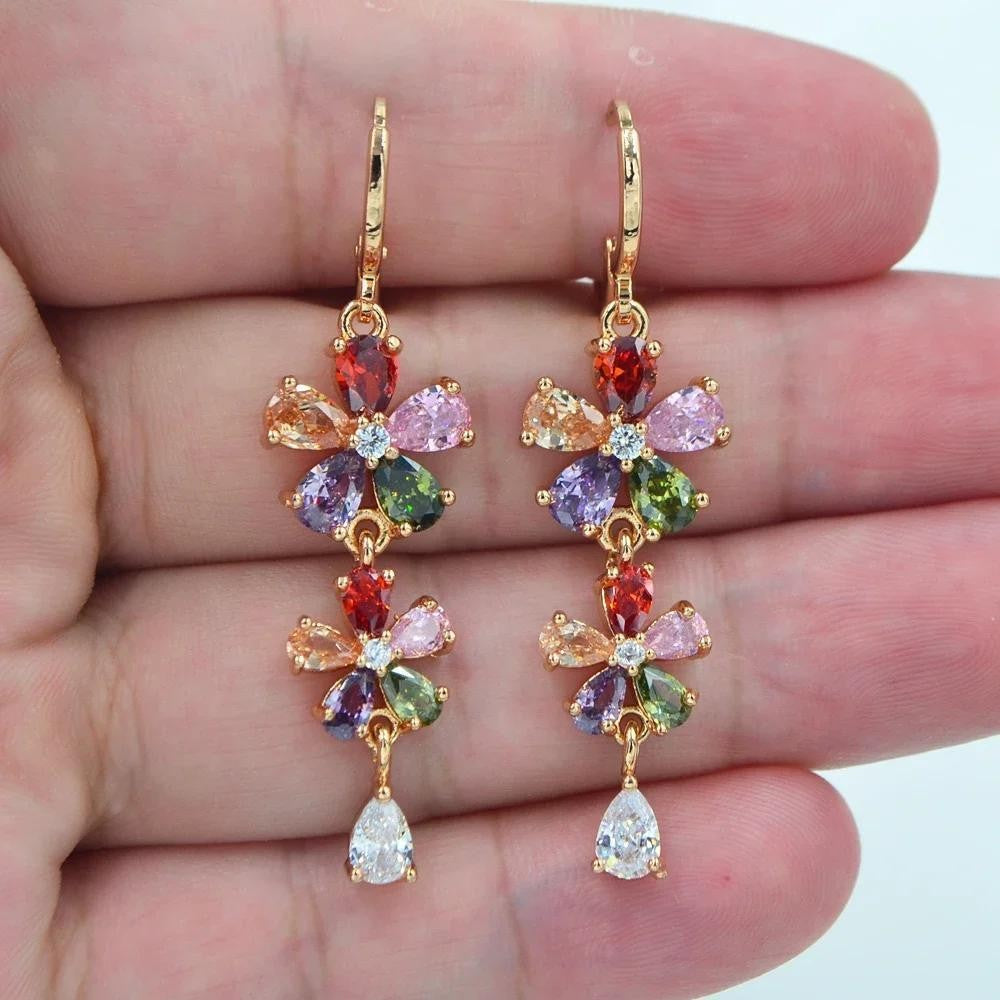 18k Vintage Floral Drop Earrings