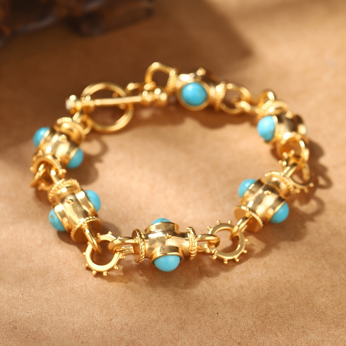 18k Vintage Turquoise Bracelet