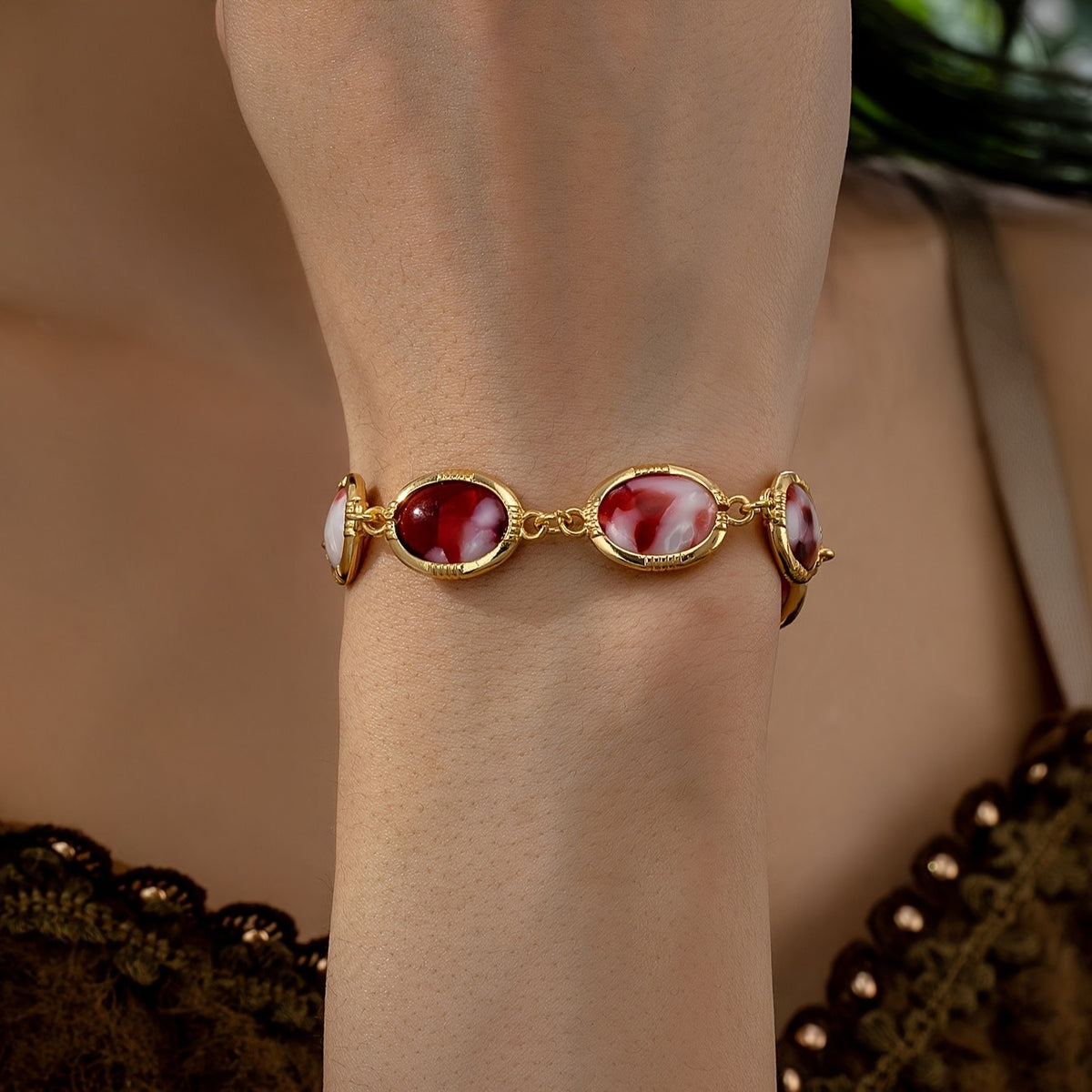 18k Vintage Oval Link Bracelet