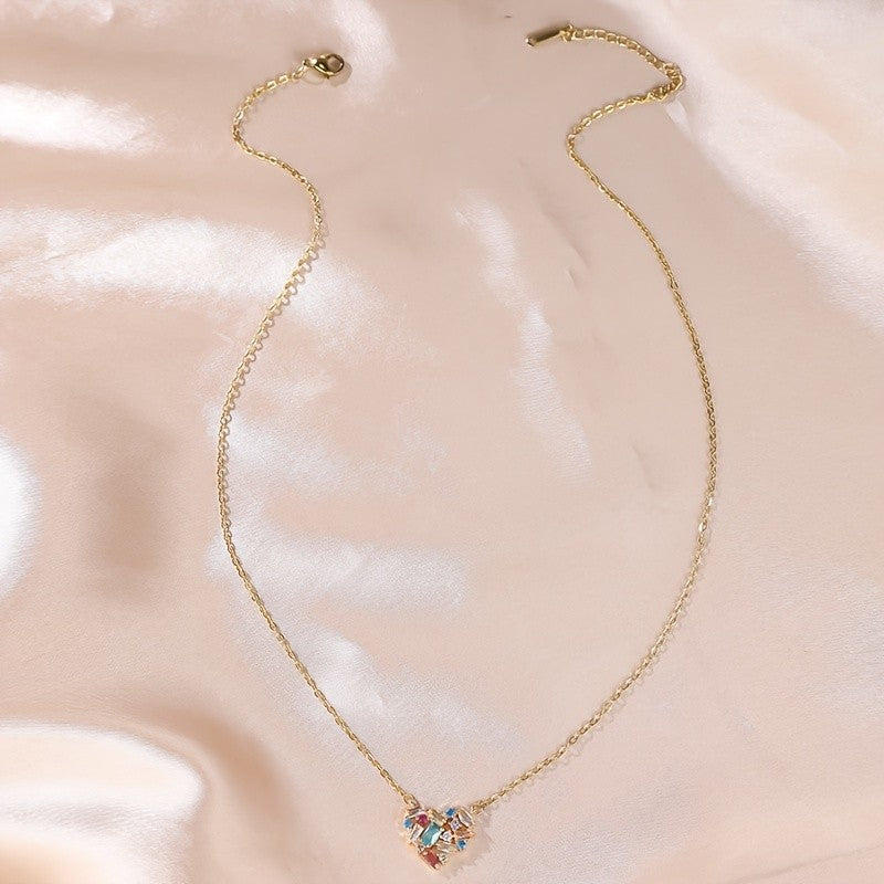18k Colorful Geometric Heart Necklace