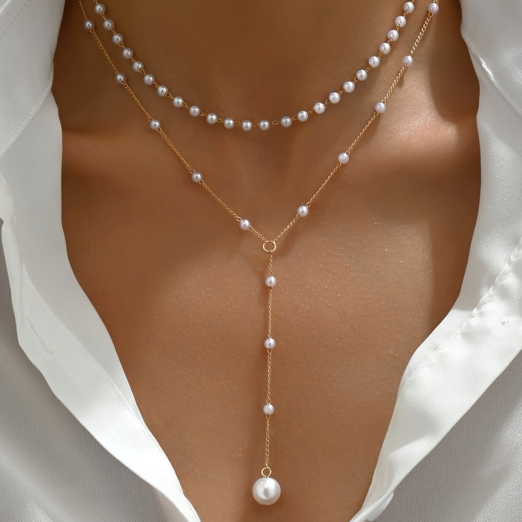 Elegant Pearl Layered Y-Necklace