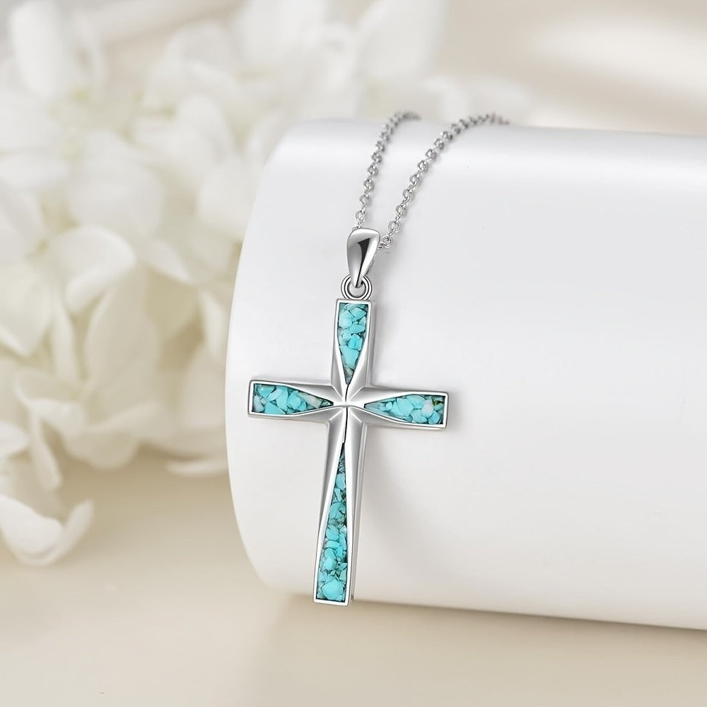Elegant Turquoise Cross Necklace