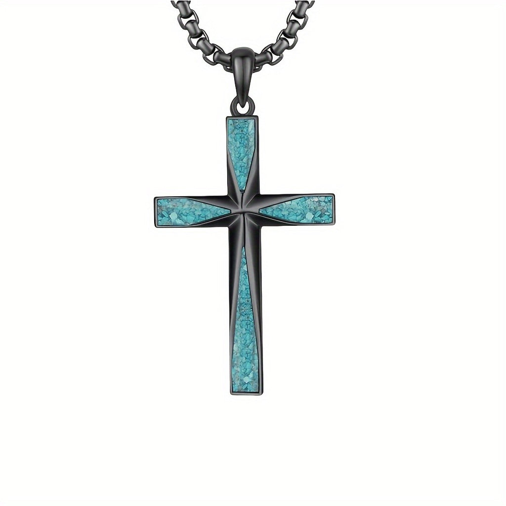 Elegant Turquoise Cross Necklace