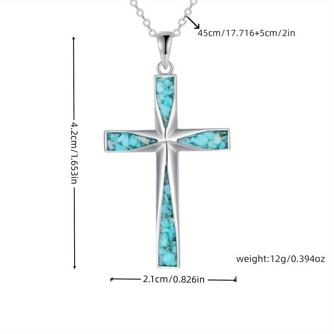 Elegant Turquoise Cross Necklace