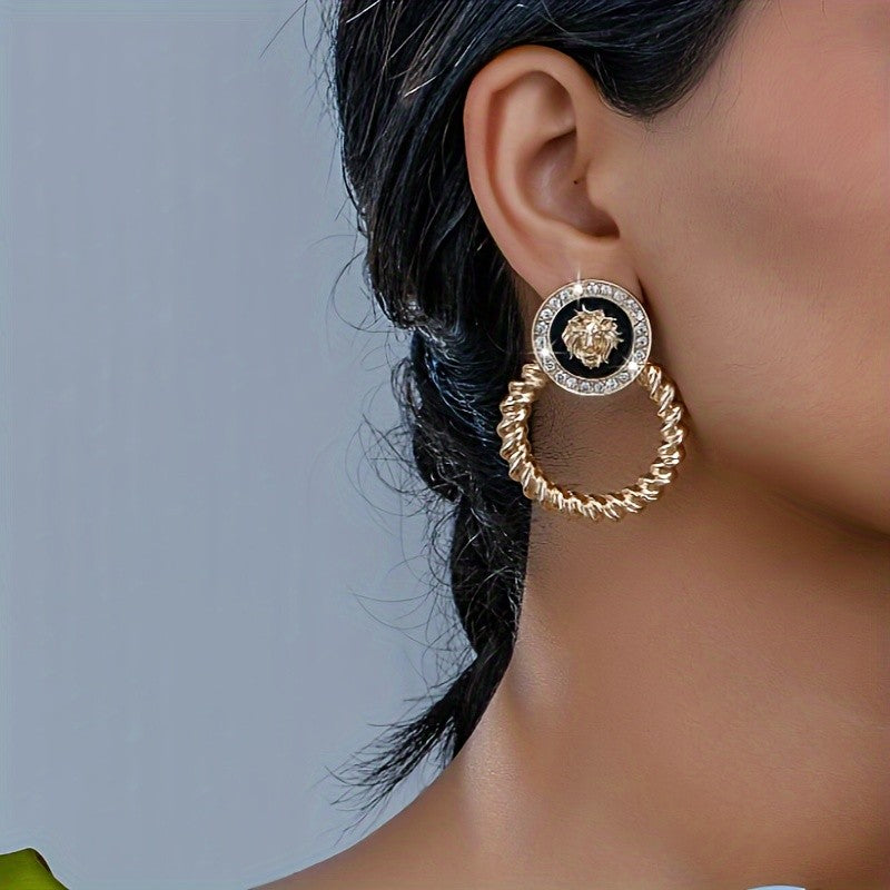 18k Elegant Lion Hoop Earrings