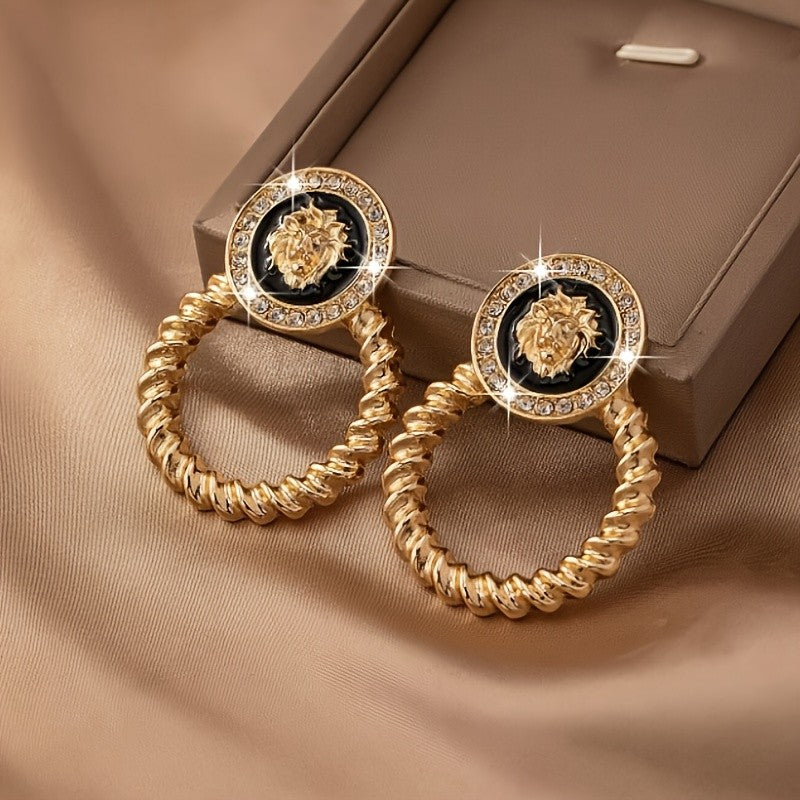 18k Elegant Lion Hoop Earrings