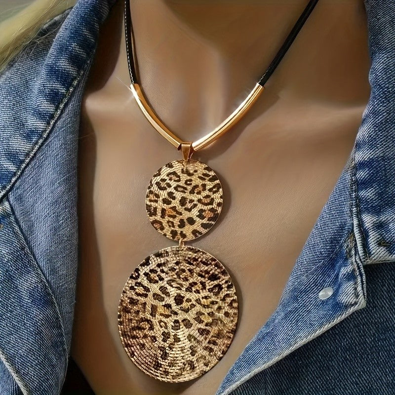 Vintage Leopard Disc Necklace