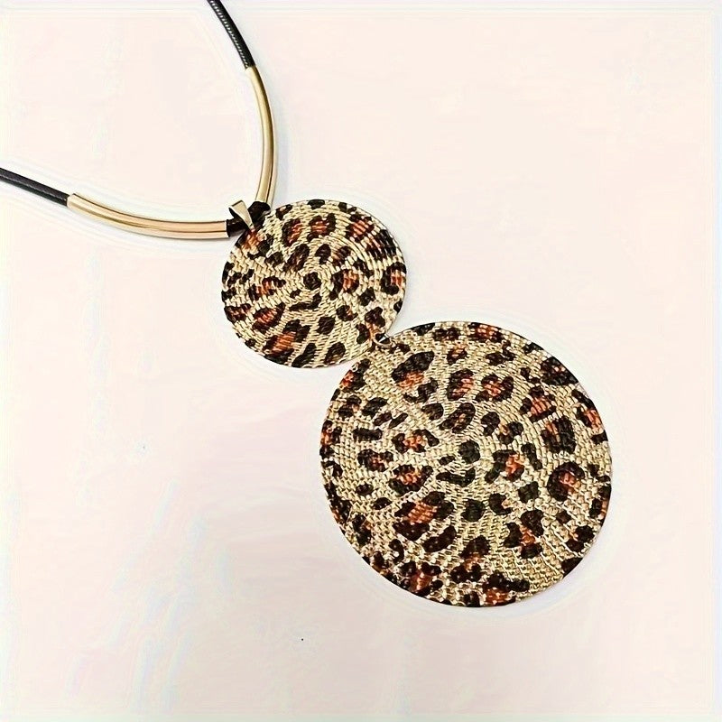 Vintage Leopard Disc Necklace